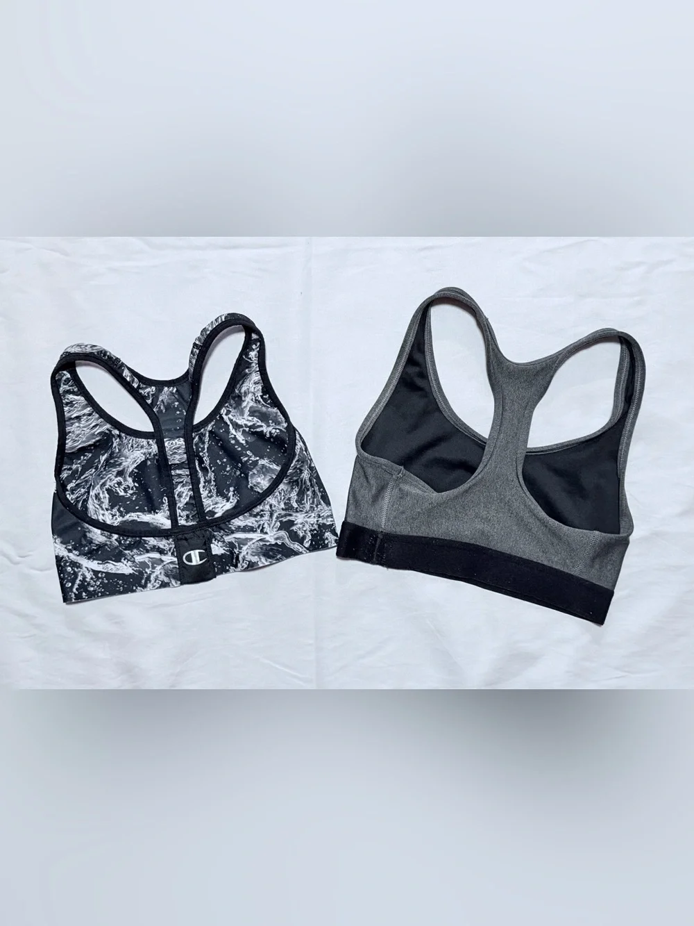 Bundle of 2 Champion Racerback Sports Bras Grey Black Size Small